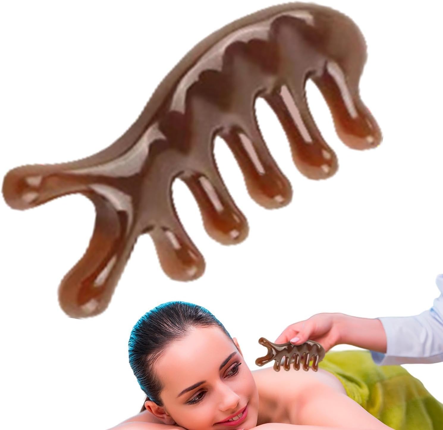 Kopfhaut-Massagekamm – 17 cm Kopf-Hals-Körper-Entspannungsgerät, tragbares Gesichtsmassage-Schabergerät, Muskelentlastungsmassagegerät