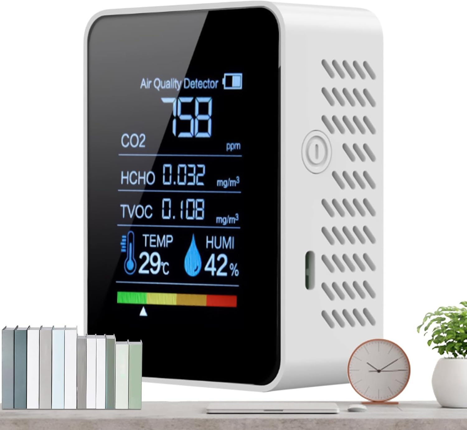Luftqualitätsmonitor für den Innenbereich, Luftdetektor-Tester, übersichtliches Display, tragbar, präzises Gerät für Sicherheit im Schlafzimmer, zur Testüberwachung und Erkennung von Kohlendioxid