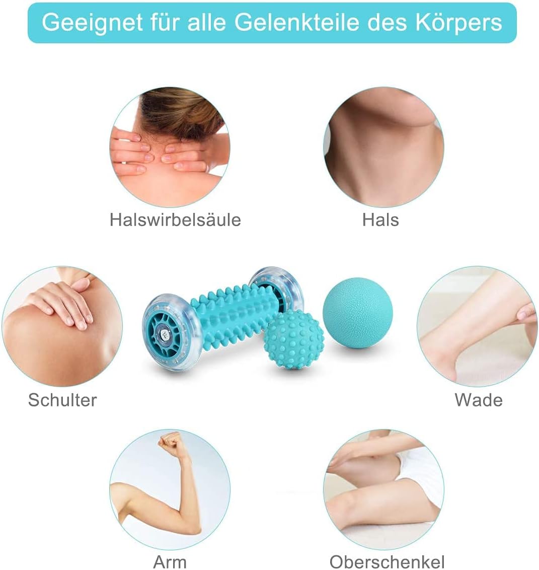 BOENFU Igelball Fußmassageball 3er Set Fußmassageroller Faszienball für Füße, Innovativer Fußmassageroller Fußigelball zur Linderung von Muskelkater – Bild 5