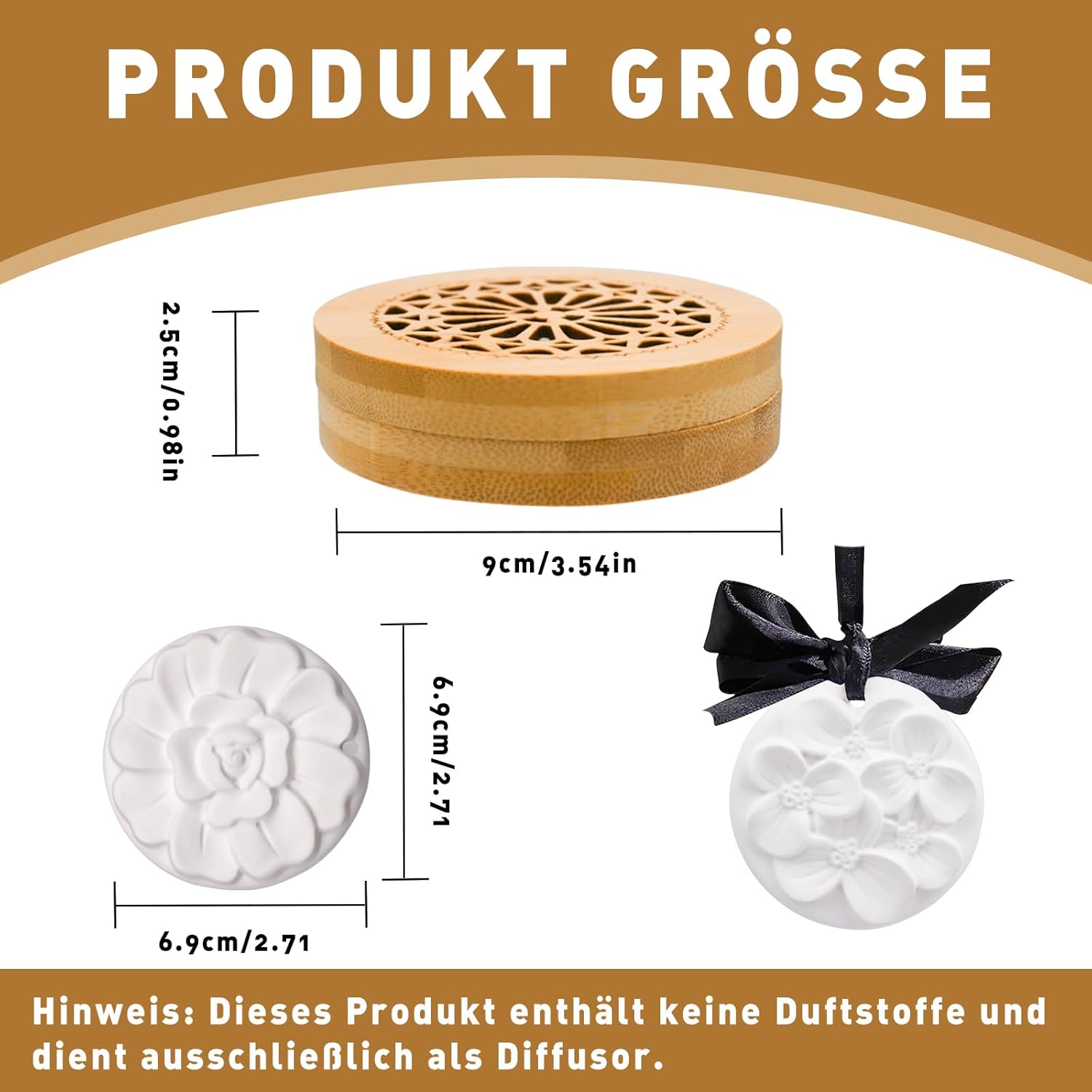 Duftsteine für ätherische Öle, Diffusor, Ornament, Duftstein, 2 Stück, flammenloser Aromastein, Diffusorstein für ätherische Öle aus Holz, für Aromatherapie im Schlafzimmer, Badezimmer, Auto – Bild 2