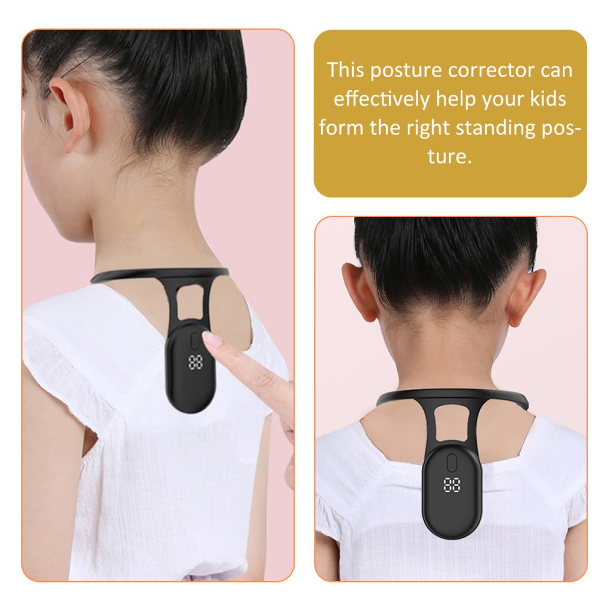 Angoily Ergonomischer Haltungstrainer mit Vibrationen und LCD-Sensor, praktischer Haltungskorrektor für Schüler zur Unterstützung einer gesunden Sitzhaltung im Büro und in der Schule – Bild 3