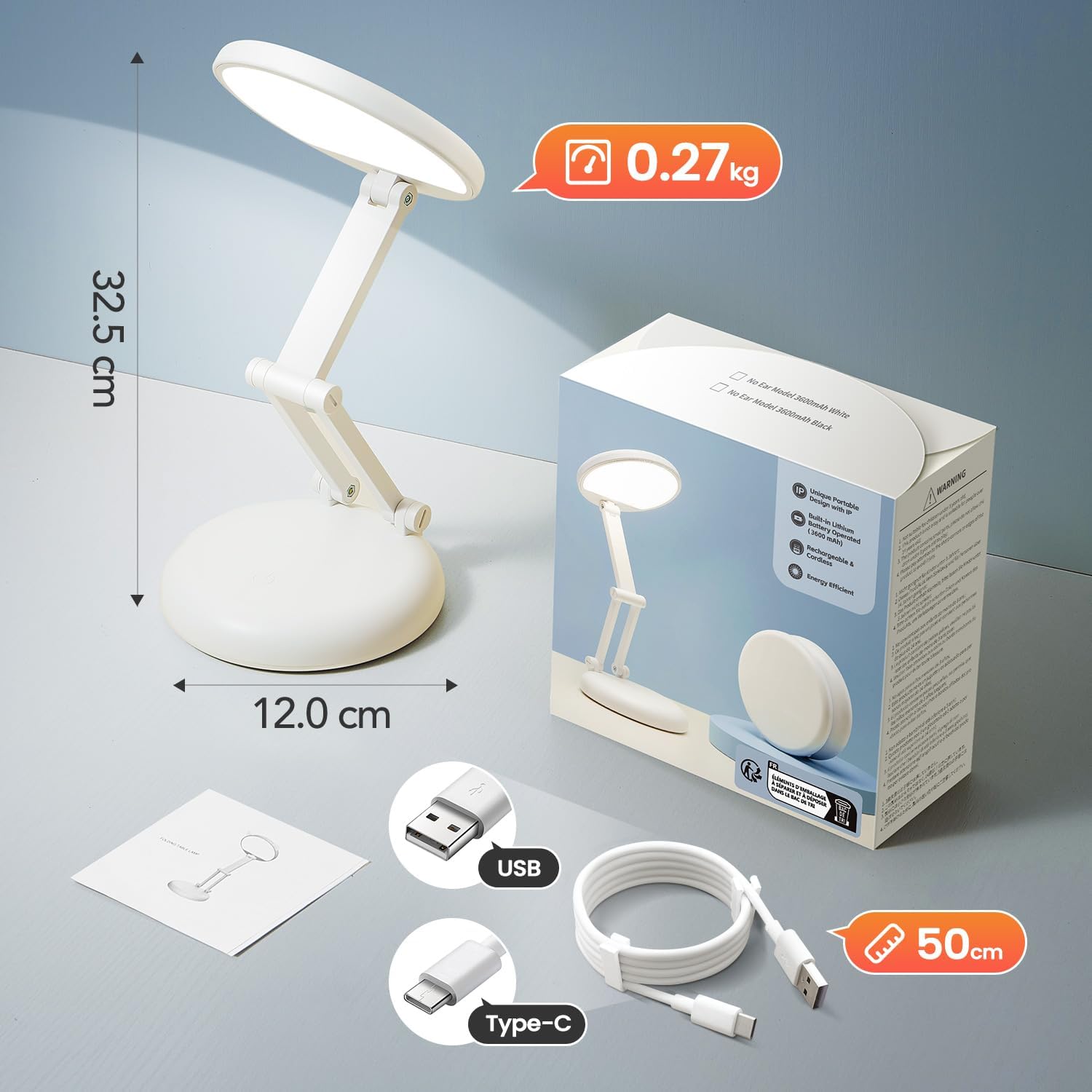 One Fire Tischlampe, kabellos, LED-Akkulampe, Schreibtischlampe, faltbar und tragbar, 9 Helligkeitsstufen, LED-Schreibtischlampe – Bild 9