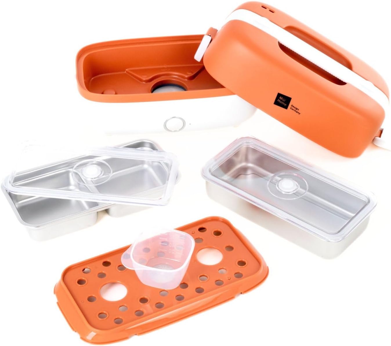Miji Elektrische Lunchbox & Mini-Campingkocher 1L | 250-W-Dampfgarer – leise, geruchlos und kompakt für 1–2 Portionen