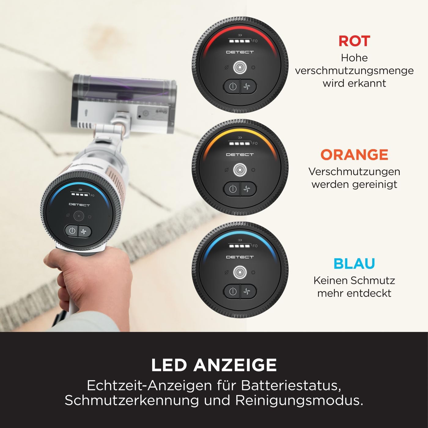 Shark Detect Clean & Empty Akku-Staubsauger, leistungsstarke Saugkraft mit DirtDetect-Technologie, selbstentleerende 2-Liter-Basisstation, 60 Minuten Laufzeit, Anti-Haarwickel, Staubfugendüse, weiß IW3612EU – Bild 6