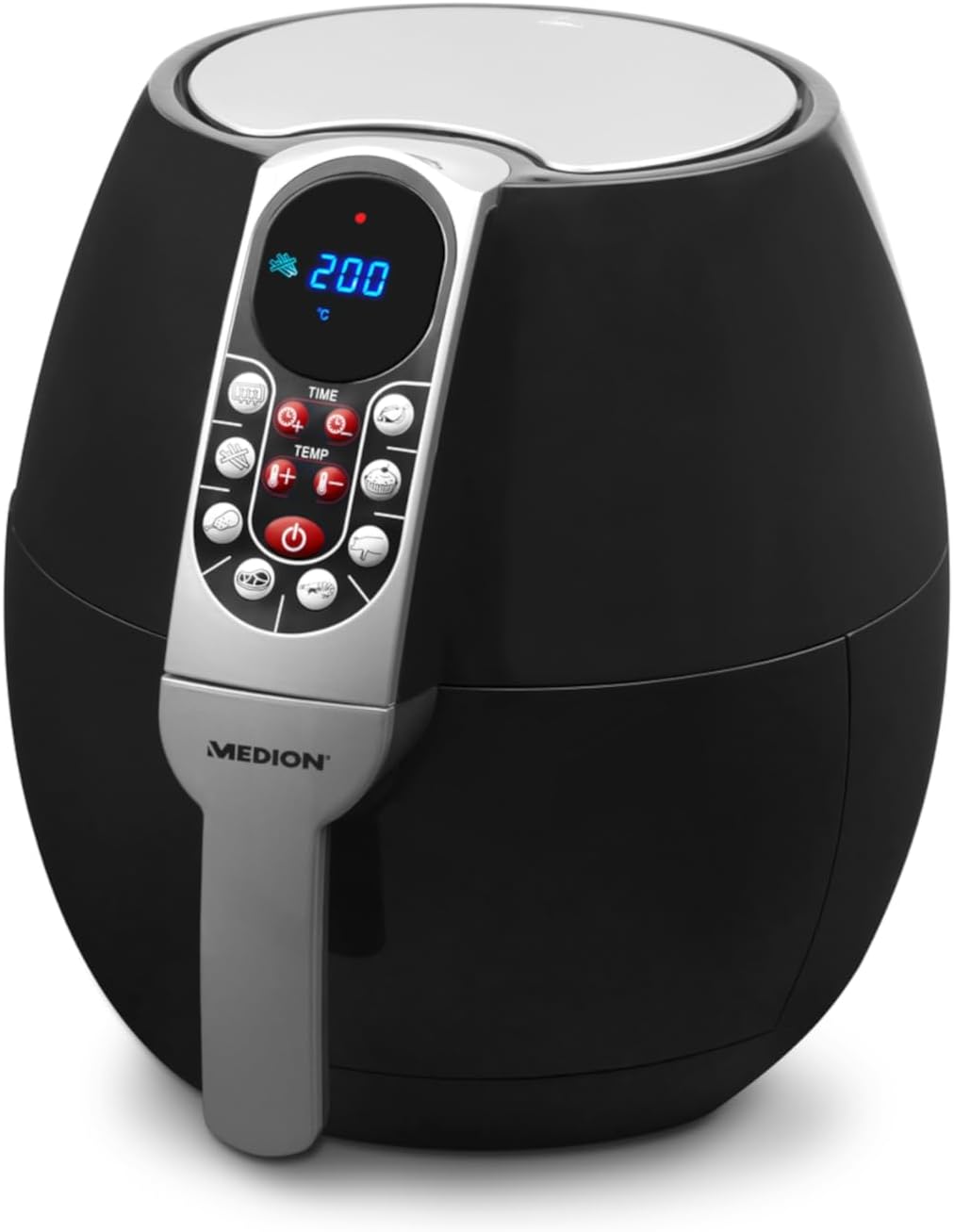 MEDION E10 S Heißluftfritteuse (Leistung ca. 1500 Watt, Airfryer, digitales Bedienfeld, Gesamtnutzinhalt 4 Liter, ölfreies Frittieren, 30-Minuten-Timer, Überhitzungsschutz, MD 17320) schwarz – Bild 7