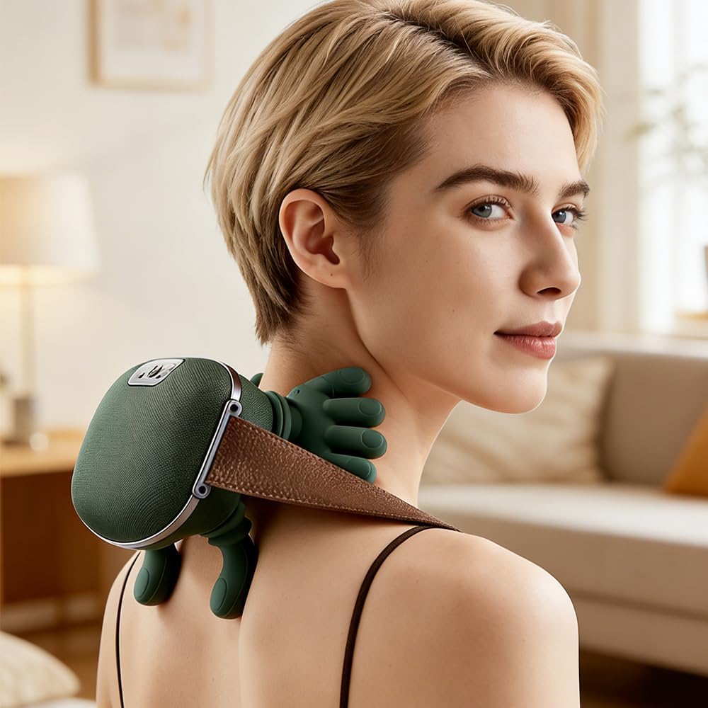 Nackenmassagegerät, Nackenmassagegerät mit 3 Massagestufen, 2 Temperaturstufen, Shiatsu-Nackenmassage, simuliertes Design einer menschlichen Hand für Zuhause, Büro, Reisen, Linderung von Müdigkeit – Bild 7
