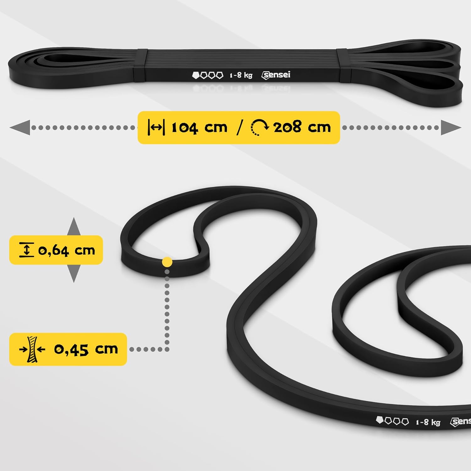 SENSEI Gym Band für Klimmzüge & Krafttraining – Resistance Band, Widerstandsband aus Naturlatex – Trainingsband inkl. Übungs-E-Book – Bild 2
