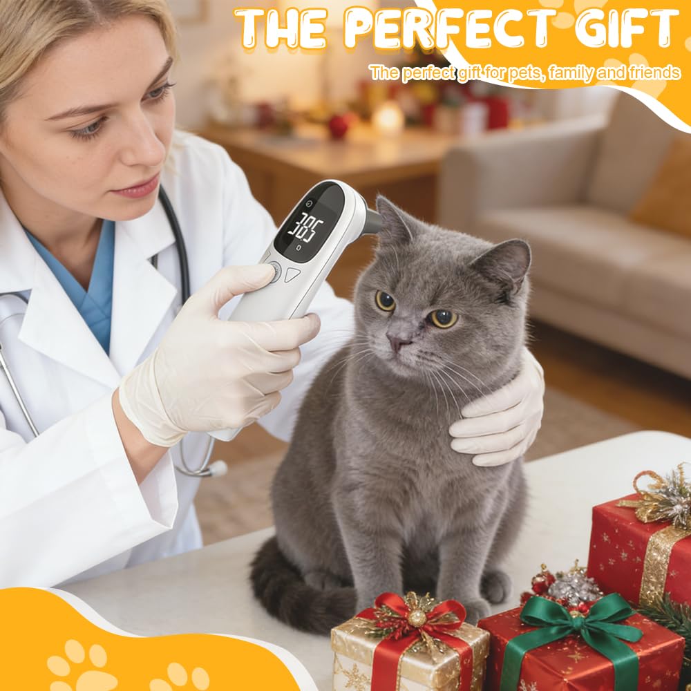 Ohrthermometer für Hunde, Fieberthermometer Katze mit LED-Anzeige, 1 Fieberthermometer Pferd, Hundefieberthermometer, Thermometer für Hunde, Katzen, Kühe, Ferd und Tiere – Bild 6