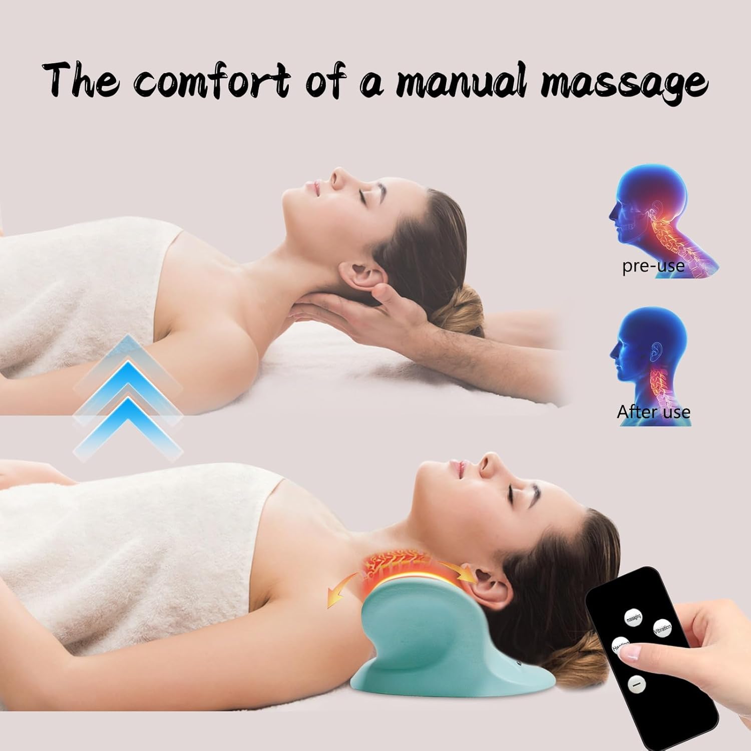 EMS Elektrisches Nackenmassagegerät, kabelloses Nackenmassagegerät mit Wärme und Vibration, 3 Modi, 6 einstellbare Frequenzen, Entspannungskissen, Akupressur für den Nacken – Bild 4