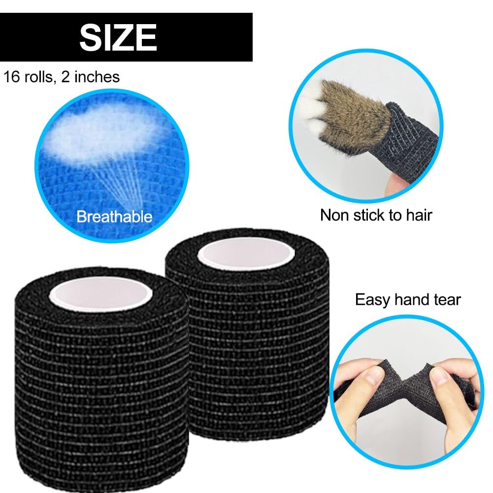 Selbsthaftender Verband, 16 Rollen 5 cm x 4,5 m, elastisches Verbandmaterial, selbsthaftender Verband, Fixierverband, Haftverband für Sport und Erste Hilfe, Tierarzt-Verpackung, Hunde, Pferde – Bild 4