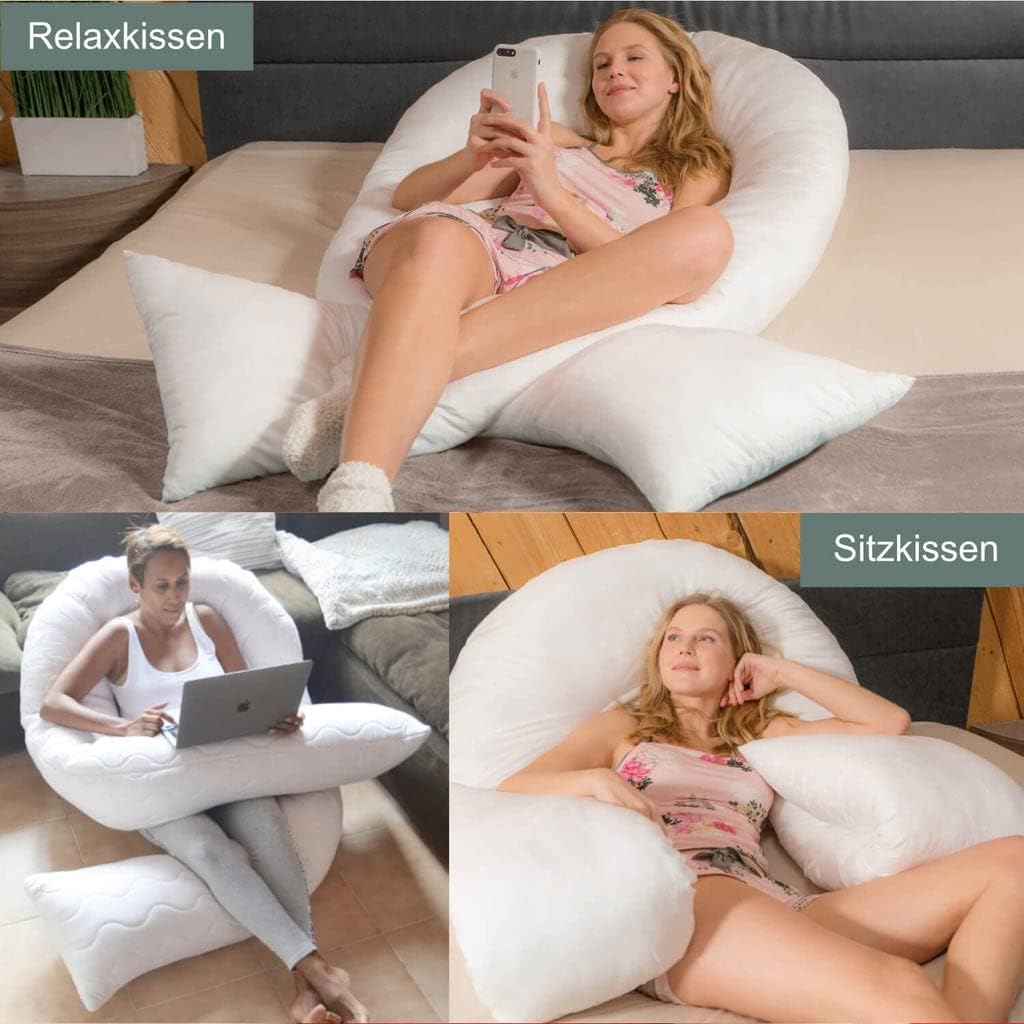 Traumreiter Jumbo Seitenschläferkissen XXL, Schwangerschaftskissen zum Schlafen, XXL Stillkissen für Seitenschläfer, Komfortkissen, U-förmiges Kissen, Körperkissen, Schlafkissen (ohne Bezug) – Bild 2
