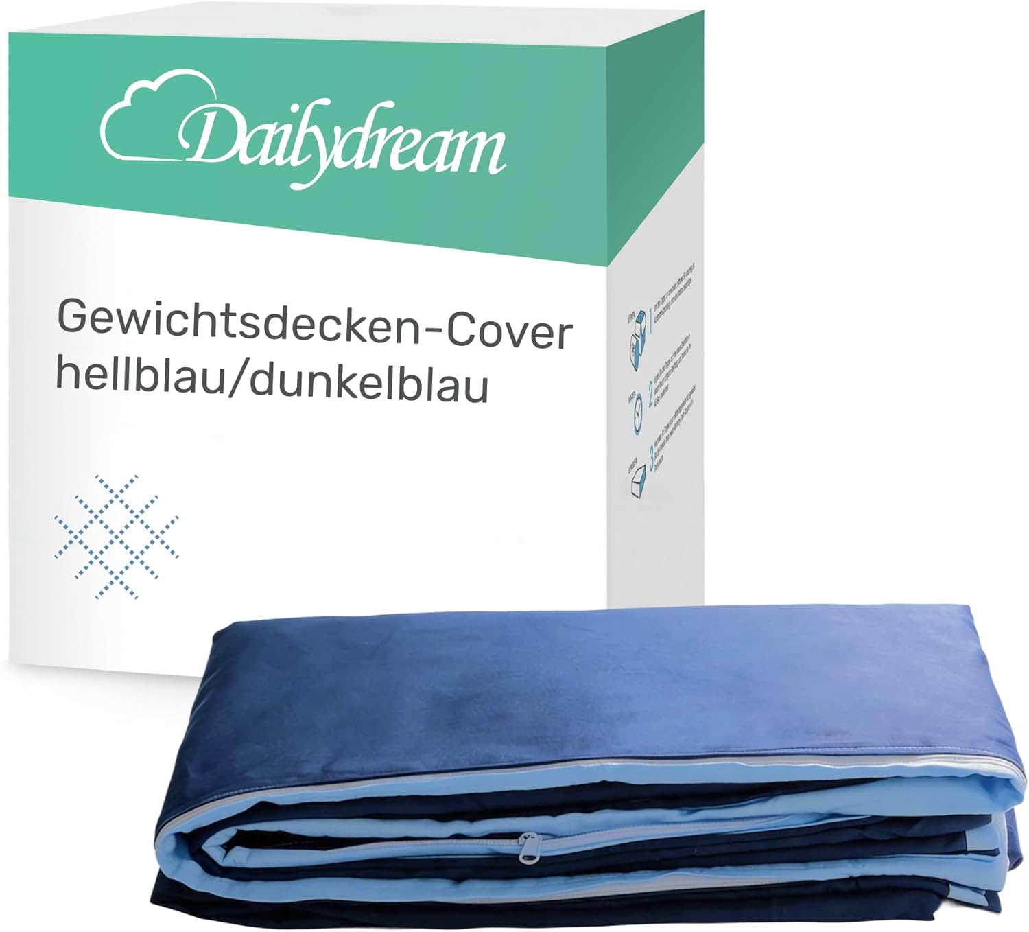 Dailydream Bezug für Gewichtsdecke für Erwachsene, 135 x 200 cm | Zweifarbiges Blau | 100 % Baumwolle | Ersatzbezug / Wechselbezug | Waschbar | Atmungsaktiv und hautfreundlich | Bezug für Gewichtsdecke
