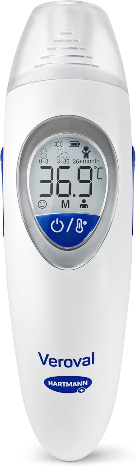 VEROVAL Family Infrarot-Fieberthermometer, Ohr- und Stirnthermometer zur schnellen Fiebermessung – ideal für Erwachsene und Kinder