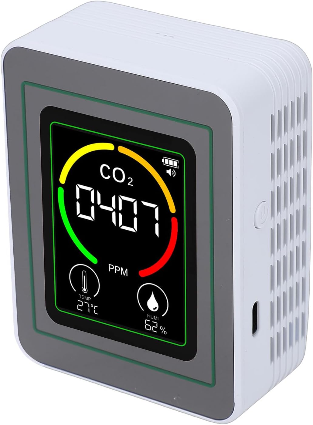 Topiky 3-in-1-Professioneller Luftqualitätsmonitor für Innenräume, CO2-Temperatur-Feuchtigkeits-Erkennungstester, Tragbarer Luftqualitätstester, Temperatur-Feuchtigkeitsmessgerät-Kit für das – Bild 2