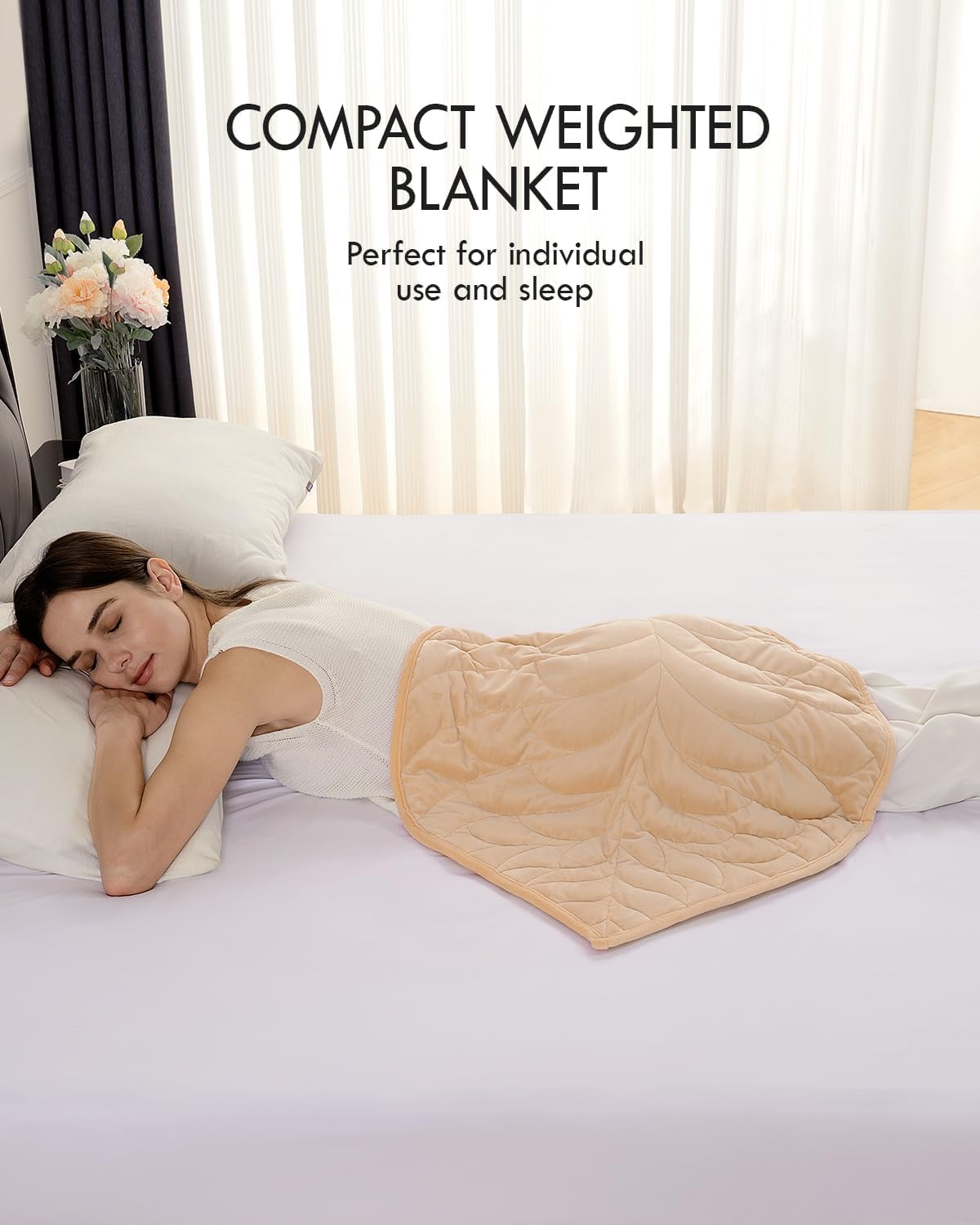 Sivio Kleine Gewichtsdecke 5 lbs (2,3 kg), 58 x 74 cm – hochwertiges Kristall-Samtdeckchen für Erwachsene und Reisen, Entspannungsdecke für Sofa/Büro, Ganzjahresdecke, waschbar, Khaki – Bild 3