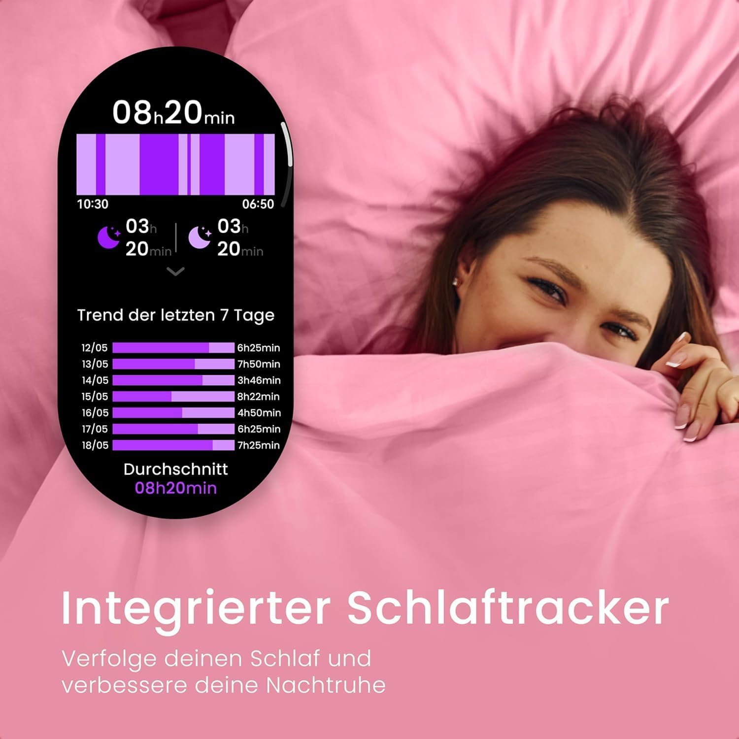 maoo Ventura Damen Smartwatch mit Anruffunktion, 1,32 Zoll AMOLED Display, Herzfrequenzmesser, SPO₂, Blutdruckmessgerät, 100+ Sportmodi, IP67 wasserdicht, inklusive 5 Armbändern (Roségold) – Bild 10