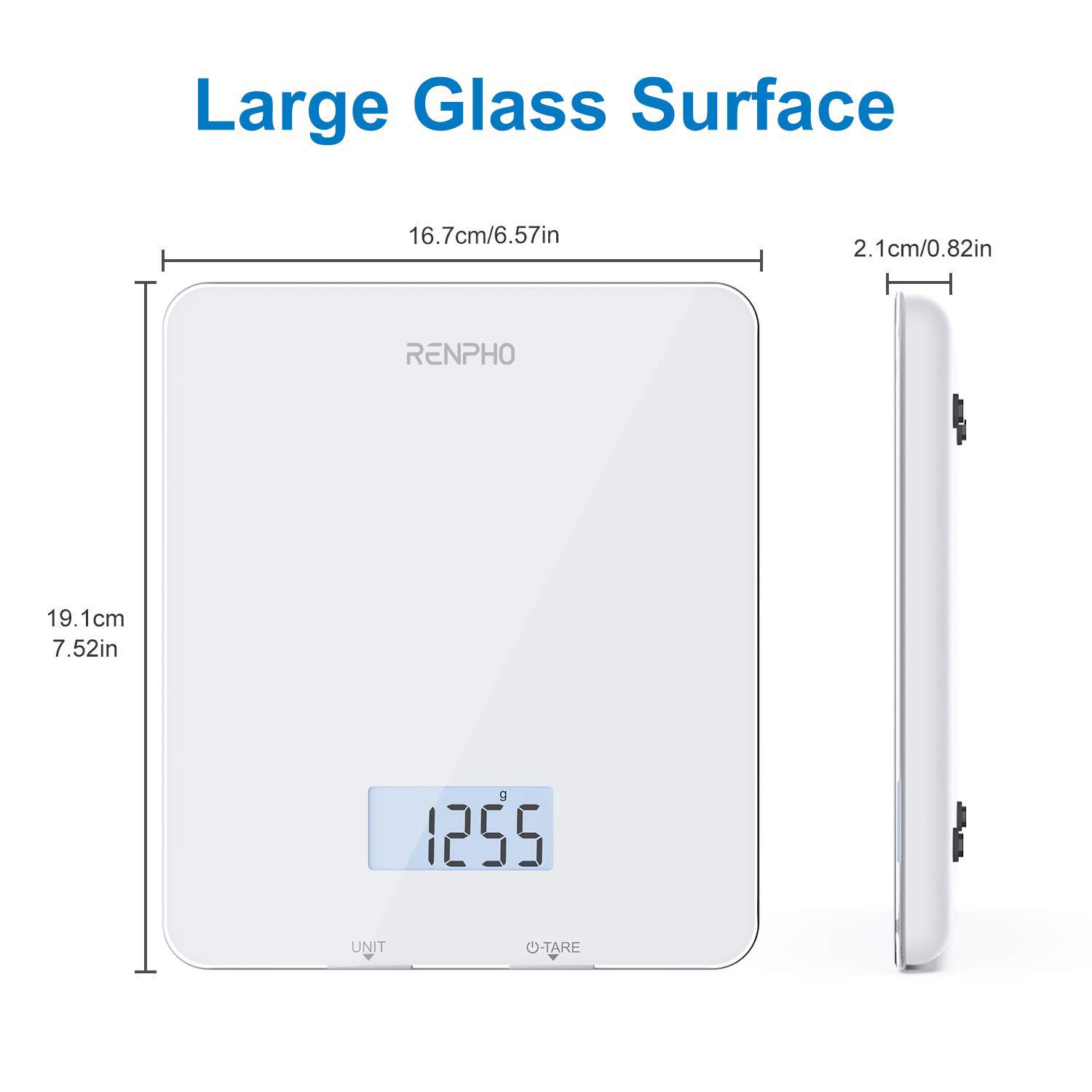 RENPHO Digitale Küchenwaage mit LCD-Display, professionelle Haushaltswaage mit Tara-Funktion, Lebensmittelwaage zum Backen und Kochen, 1 g/0,05 oz präzise Teilung, 5 kg Maximalgewicht – Bild 8