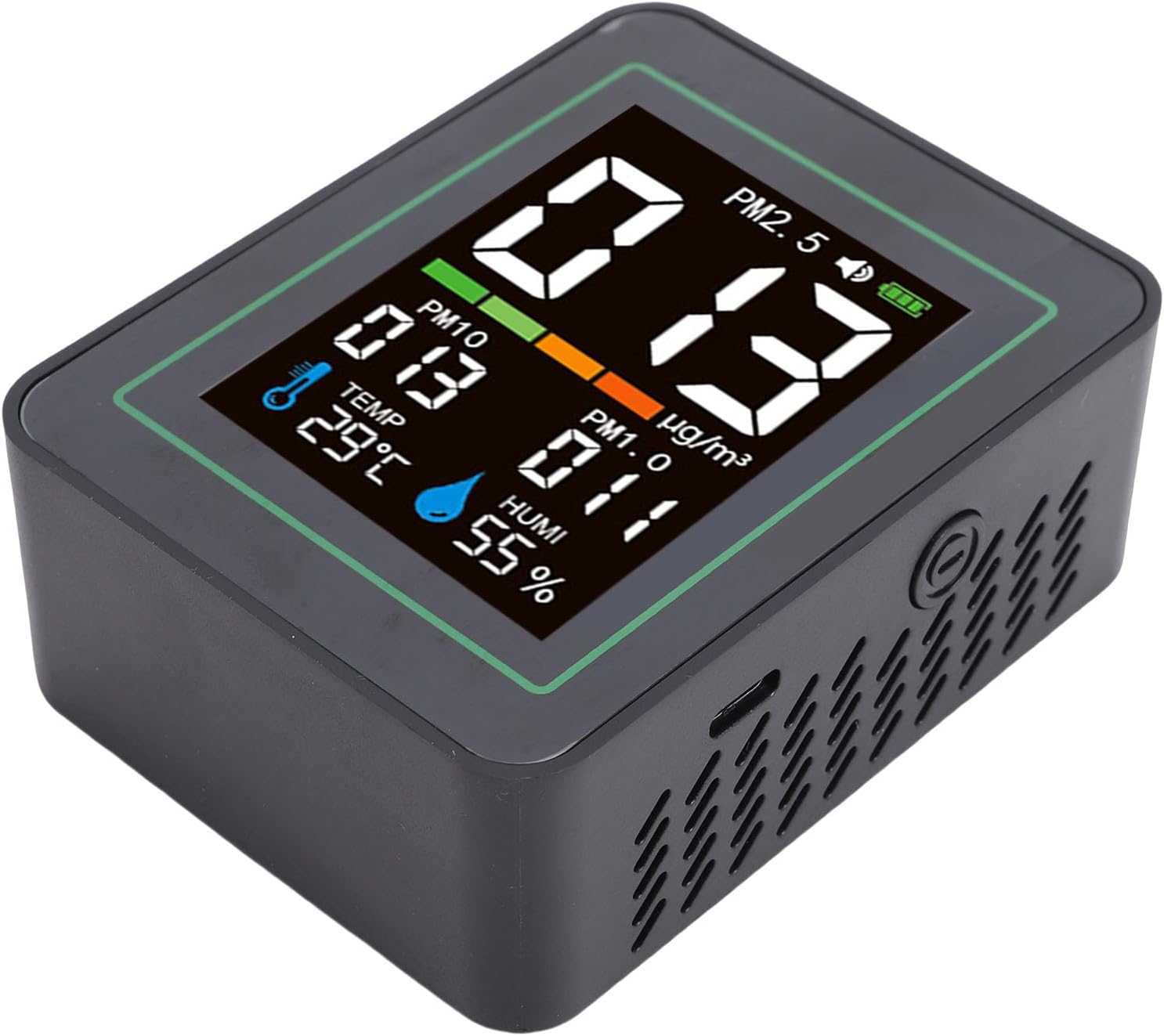 Bewinner Luftqualitätsmonitor 5-in-1: PM2,5 PM10 PM1,0-Detektor mit Temperatur- und Feuchtigkeitssensor, Echtzeittester für Zuhause, Büro, Industrie, Labor – Bild 2