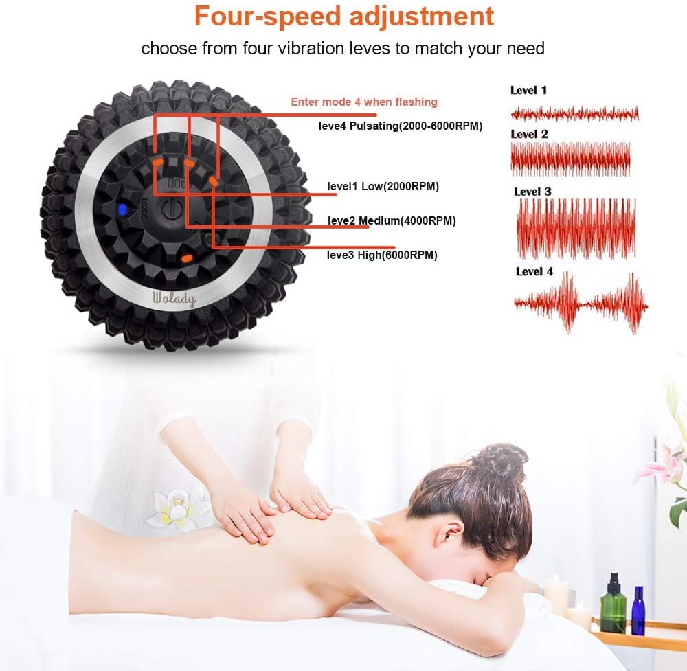 Elektrischer Massageball, vibrierender Massageball, Faszienball zur Selbstmassage für Muskeln und Plantar, über USB wiederaufladbar, Schmerzlinderung, Muskelverspannungen – Bild 3