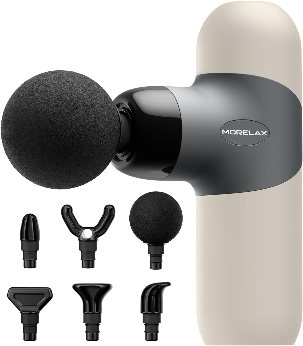 Morelax Mini-Massagepistole, handliche Massagepistole mit 6 Massageköpfen, 4 Geschwindigkeiten, tolles Geschenk, Massagepistole gegen Muskelkater und Steifheit