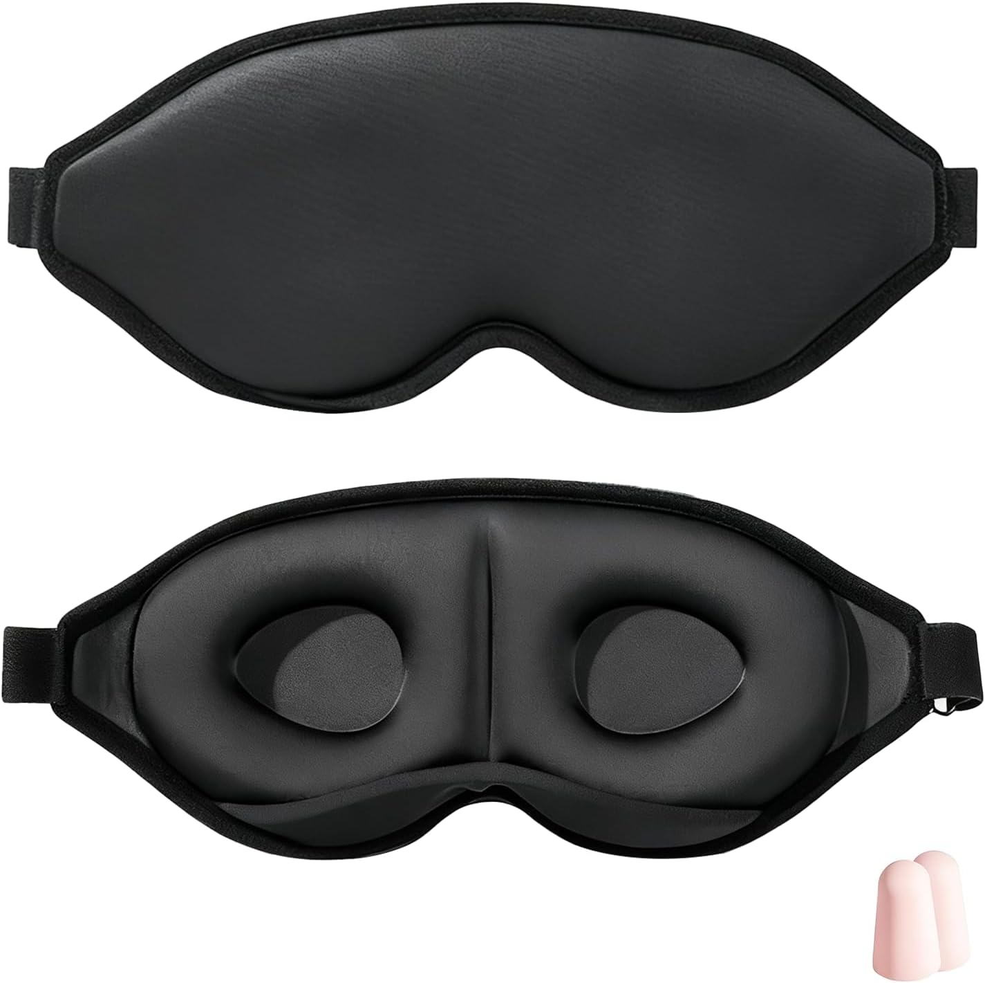 Schlafmaske, Schlafbrille 3D-Augenhöhlen Design 100% Lichtblockierende Lichtblockierende Schlafbrille mit 1Paar Ohrstöpseln Verstellbar Gummiband Augenmaske für Männer und Frauen