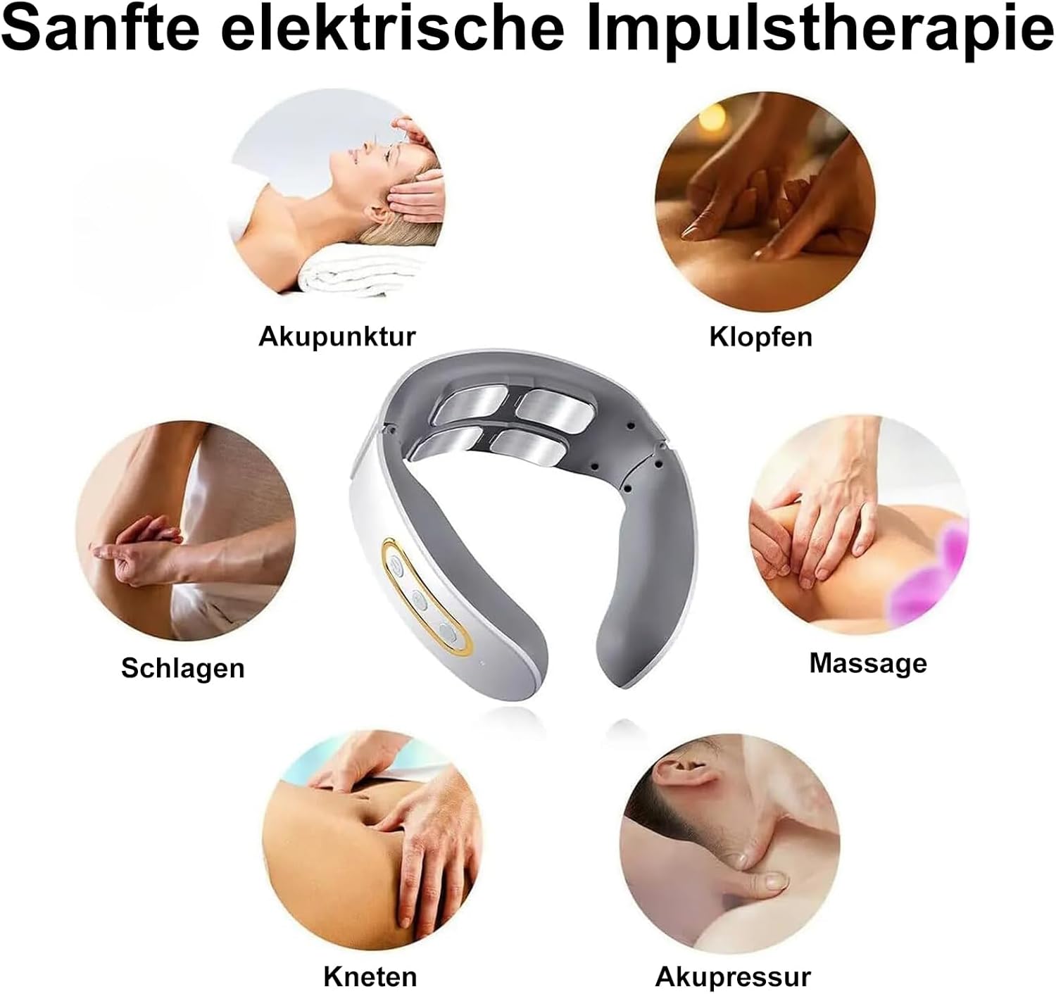 Massagegerät, 4D Bionische Hand Nackenmassagegerät, Elektrisches Shiatsu Massagegerät mit Wärme 3 Modi & 2 Heizstufen, Tiefenmassage für Nacken & Schultern (Weiß) – Bild 5
