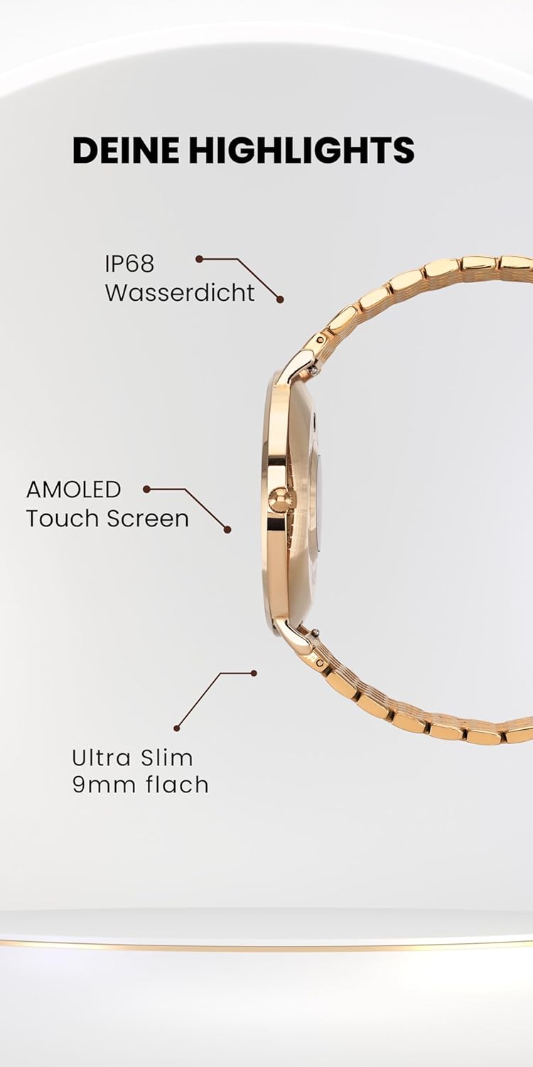 XCOAST Smartwatch Siona 2 Elegance Citrine Gold – Damen-Smartwatch klein, AMOLED-Touchscreen, 24/7 Puls, Schlafmonitor, 21+ Sportmodi, Schrittzähler, wasserdicht, für iOS & Android – Bild 5