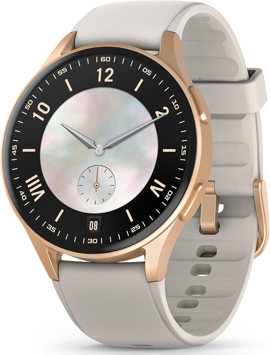 Smartwatch Damen Gold mit Telefonfunktion, 1,32" AMOLED Display Elegant, Fitness Uhr mit Alexa & GPS, SpO2/Puls/Zyklustracking, 5ATM Wasserdicht, Schrittzähler Uhr für Android iOS