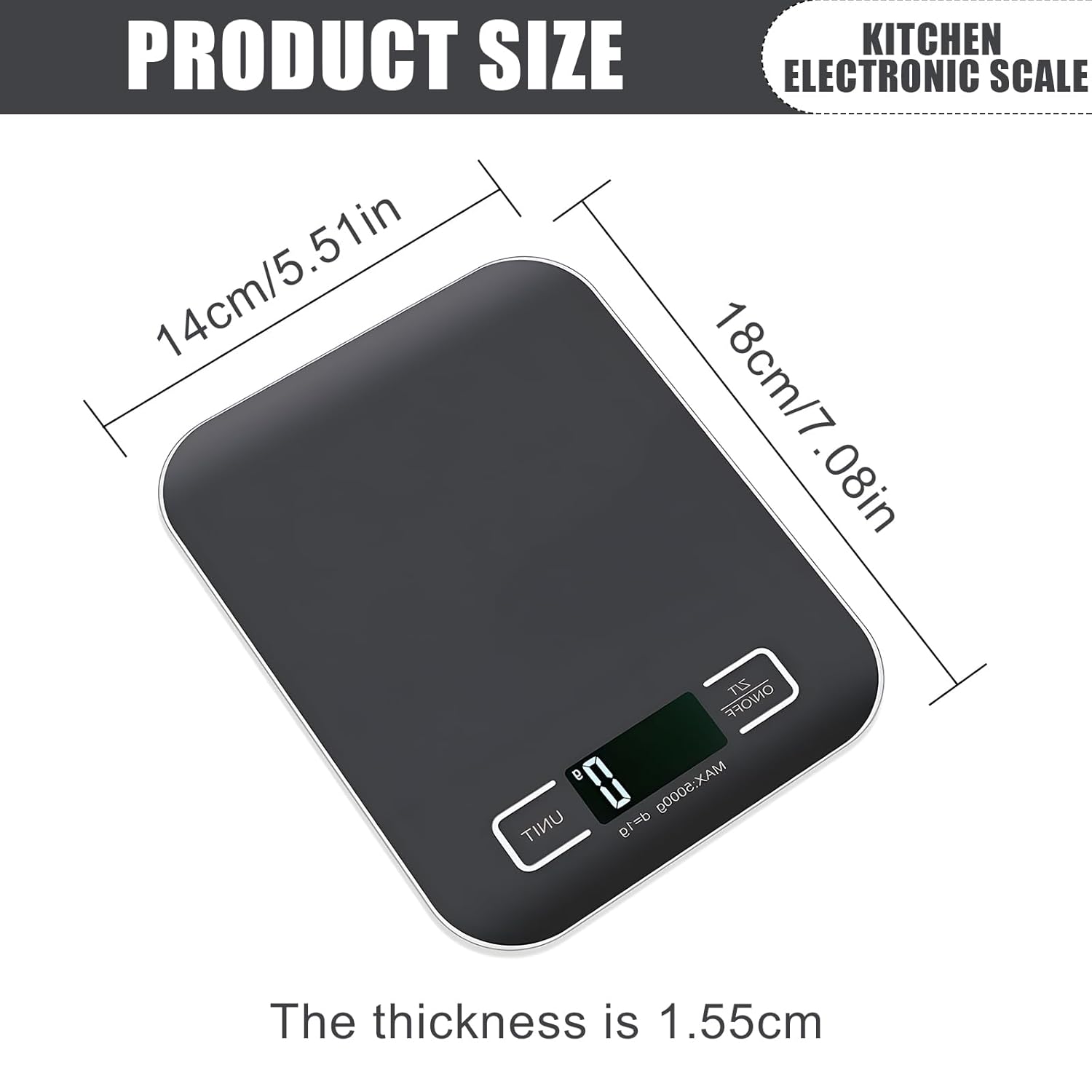 Digitale Küchenwaage, 10 kg/1 g, USB-Küchenwaage, digitale Küchenwaage mit LED-Anzeige und Tara-Funktion, multifunktionale Lebensmittelwaage zum Backen und Kochen, Schwarz – Bild 2