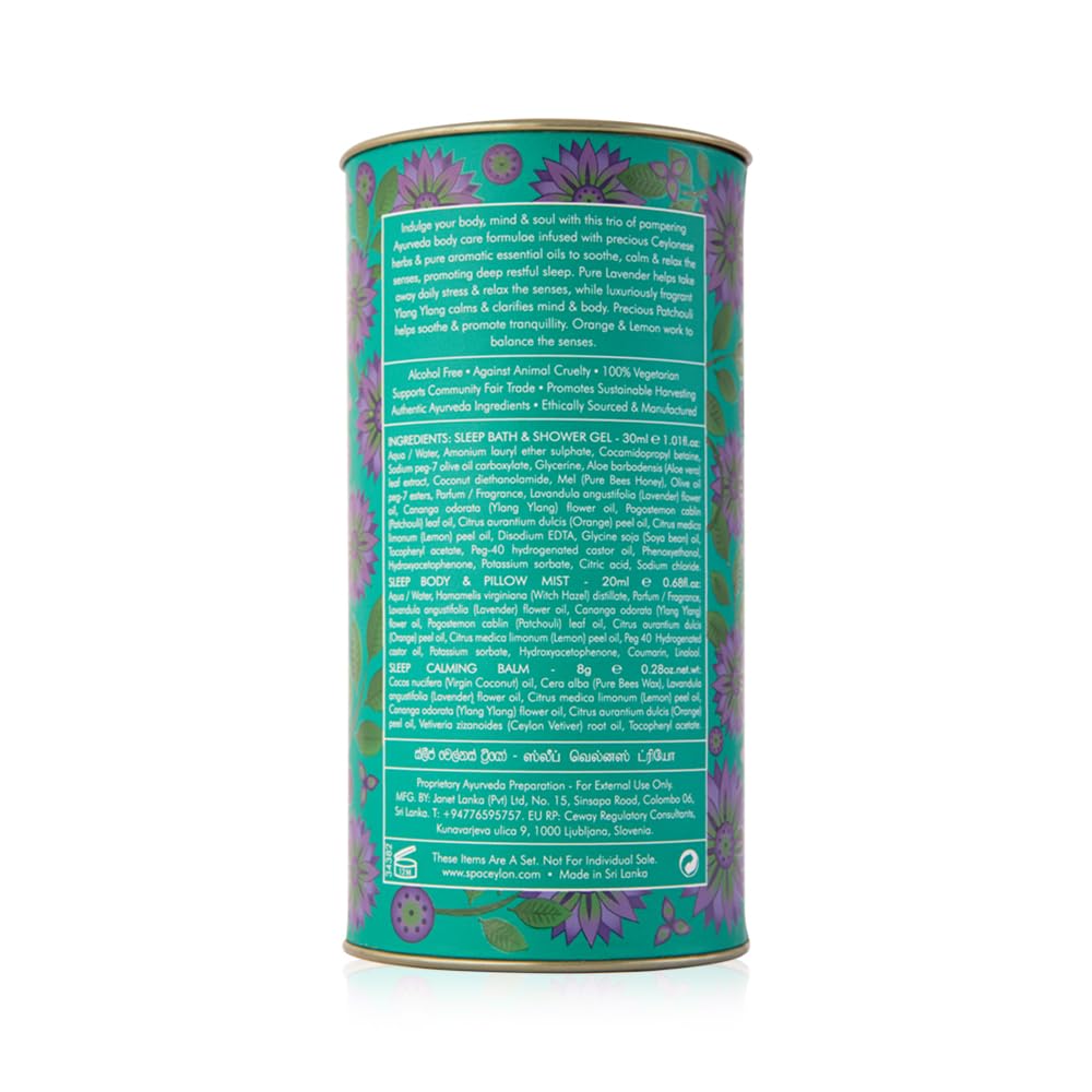 SPA CEYLON Sleep Wellness Trio Set mit Duschgel, Körpercreme & Balsam für erholsame Nächte, Aromatherapie-Geschenkset, beruhigend & vegan – Bild 9