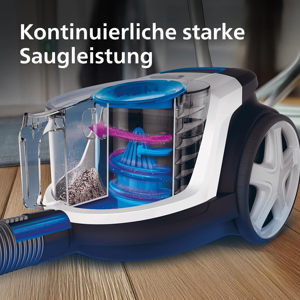 Philips PowerPro Kompaktstaubsauger – leicht, beutellos, 900 W Saugleistung, TriActive-Düse für Hartböden und Teppiche, Allergie-H13-HEPA-Filter, PowerCyclone 5-Technologie (FC9332/09) – Bild 4