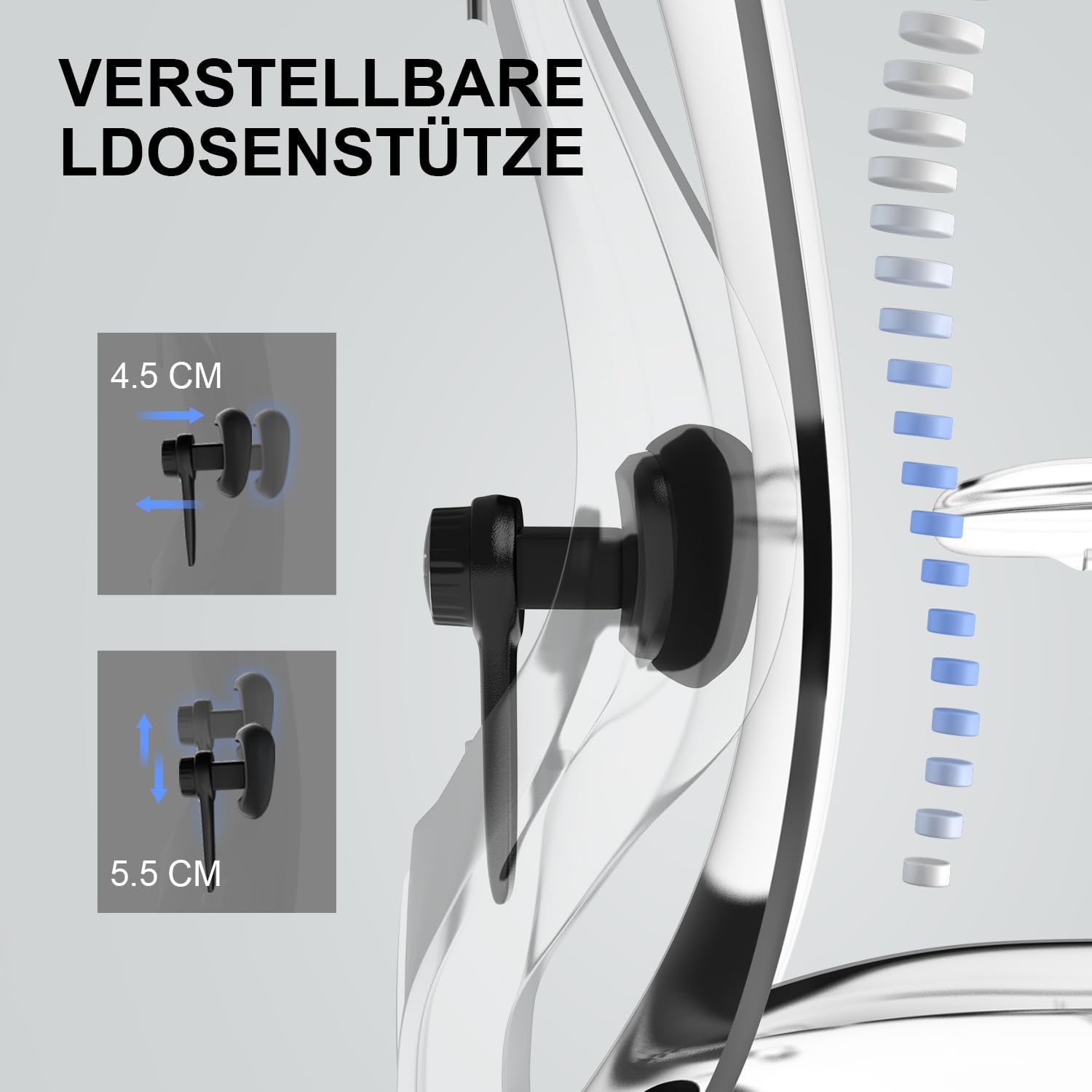 SIHOO Ergonomischer Schreibtischstuhl, Drehstuhl mit verstellbarer Lordosenstütze, Kopfstütze und Armlehne, Höhenverstellung und Wippfunktion, rückenschonender Bürostuhl, Belastbarkeit: bis 150 kg – Bild 6