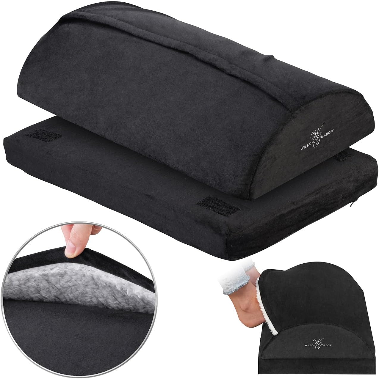 Schreibtisch-Fußwärmer: Ergonomische Schreibtisch-Fußstütze mit Fußtasche und 3 Höhen (Fußstütze, Fußhocker, Stuhl) – Bild 2