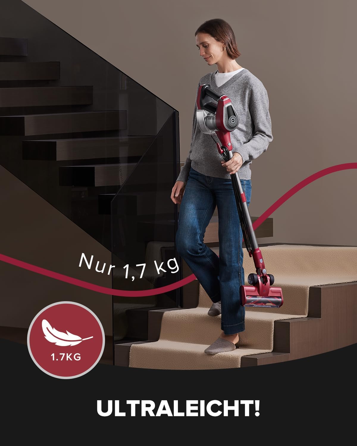 Vexilar C8 Staubsauger mit Kabel, 60KPa & 600W Starke konstante Saugkraft, Staubsauger beutellos, 7m Kabel, Selbststehend, Anti-Tangle-Bürste, Handstaubsauger für Tierhaare, Fugen & Hartböden – Bild 10
