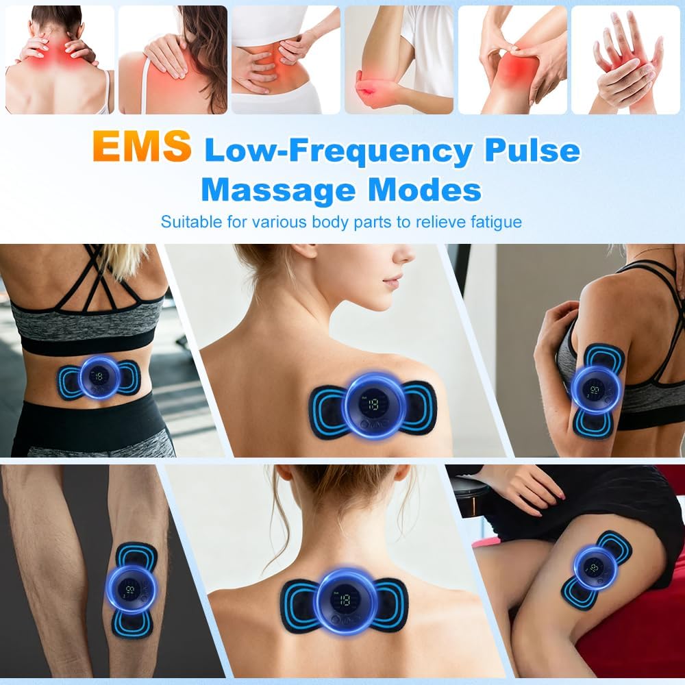 Elektrisches Nackenmassagegerät, EMS-Nackenmassagegerät, tragbares Nackenmassagegerät kabellos mit 8 Modi, 19 Intensitäten, Fernbedienung, Nackenmassagegerät für Schulter, Rücken, Bauch, lindert Schmerzen – Bild 4