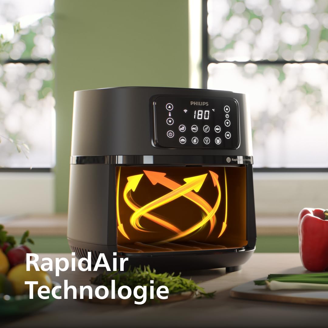 Philips 5000 Series Heißluftfritteuse XXL, 7,2 l (1,4 kg), 16-in-1, WLAN-Verbindung, 90 % weniger Fett mit Rapid Air-Technologie, Rezepte-App (HD9285/90) – Bild 3