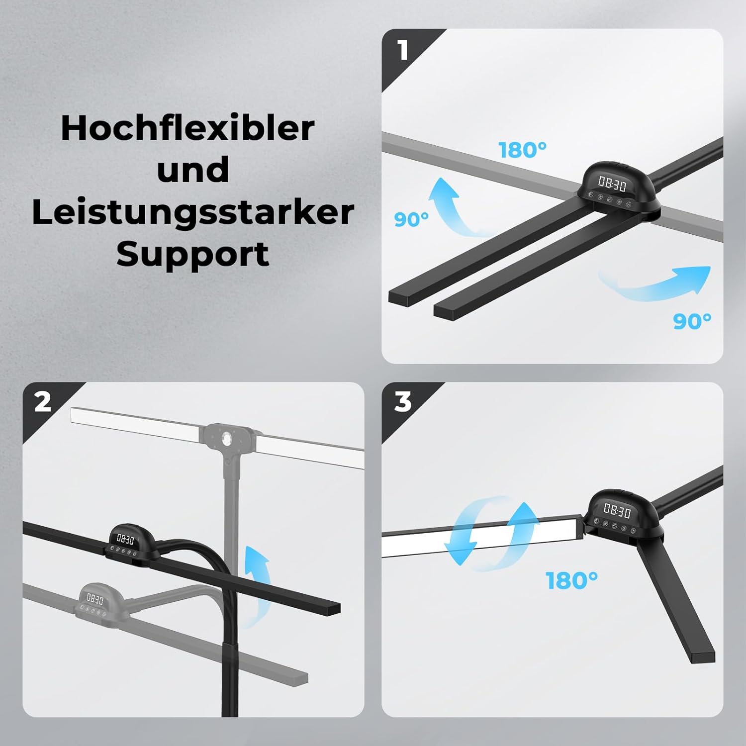 Schreibtischlampe LED Tischlampe Klemmbar 90cm CRI≥95 3100K-7600K Dimmbar Tageslichtlampe Doppelkopf Schreibtischlampe Schwanenhals Schreibtisch Leselampe Monitorlampe Fernbedienung für Home Office – Bild 5