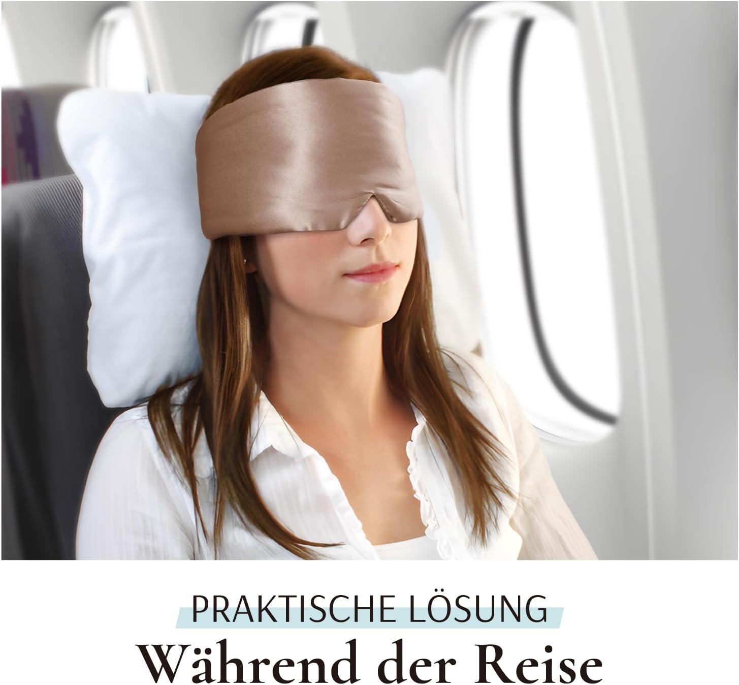 Zenssia Schlafmaske aus Seide für Damen und Herren, vergrößerte und verbreiterte Augenmaske mit verstellbarem Klettverschluss für tägliche Ruhe und kurze Pausen auf Reisen, Kamel – Bild 6