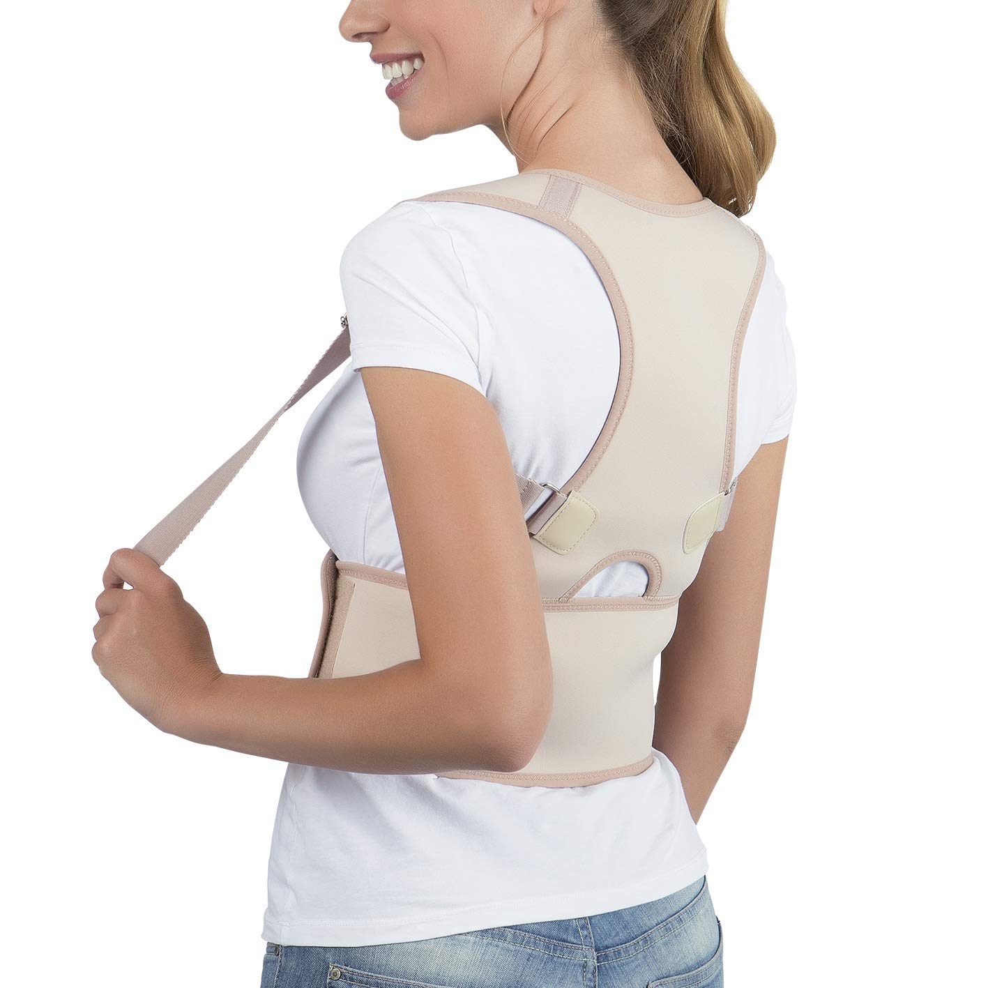 VITALmaxx Rückenkorrektor L/XL Creme | Verstellbare Träger | Weiches und flexibles Material für angenehmen Tragekomfort | Zur kurzfristigen Haltungsunterstützung – Bild 2