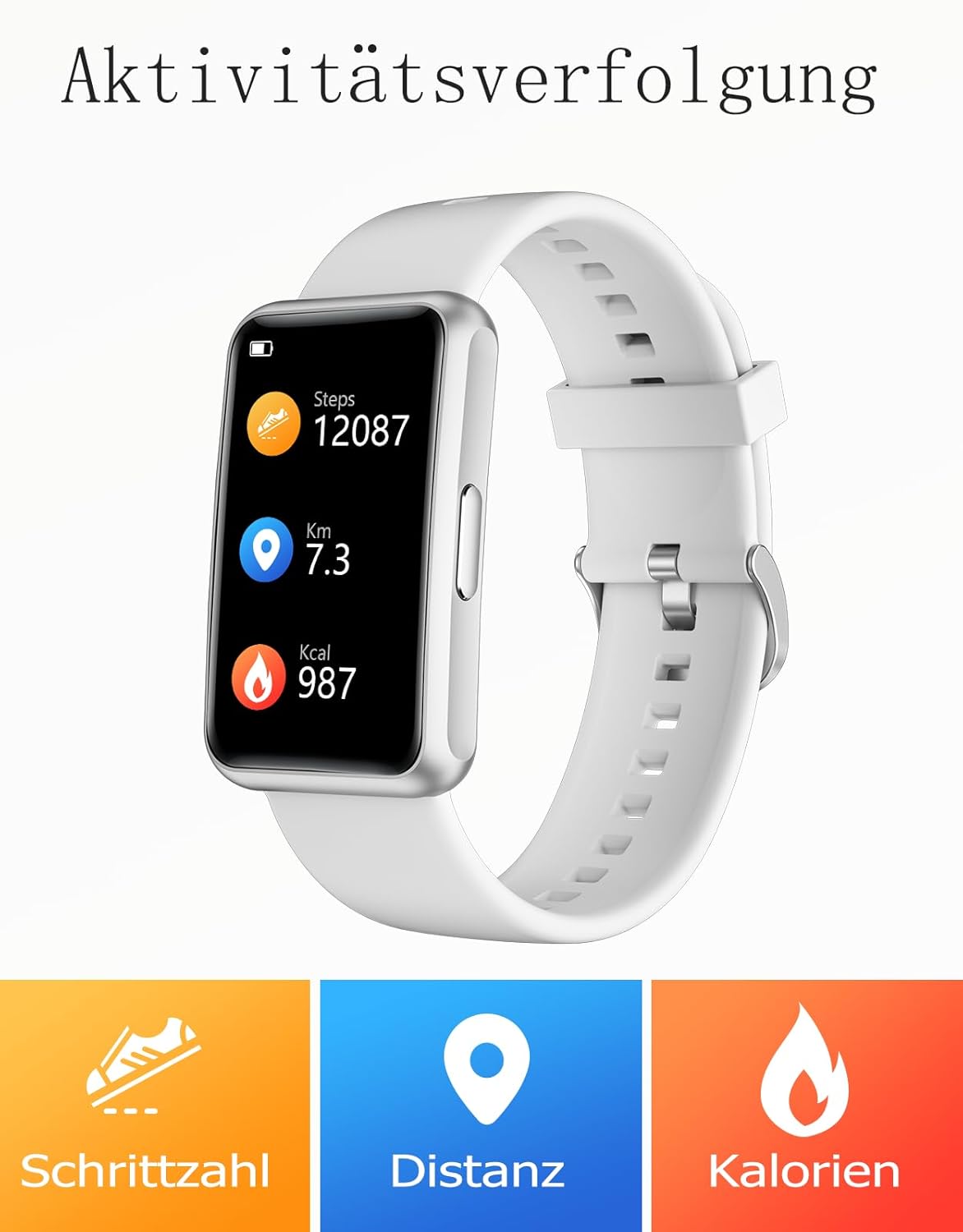 Schrittzähler-Uhr (ohne App/ohne Mobiltelefon), 1,47-Zoll-Bildschirm, einfacher Fitness-Tracker, Smartwatch mit Kalorienzähler, Schlafüberwachung, Stoppuhr, wasserdichter Timer, Gehen, Laufen, Fitnessuhr für Senioren/Männer/Frauen – Bild 3