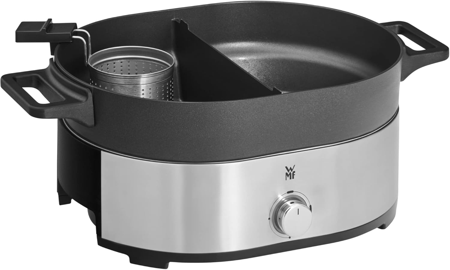 WMF Lono Hot Pot & Dampfgarer elektrisch 3,6 l, chinesisches Fondue für 6 Personen, elektrischer Dampfgarer, Dampfaufsatz für Dim Sum, Bao, Garkorb, 1700 W, Edelstahl matt – Bild 5