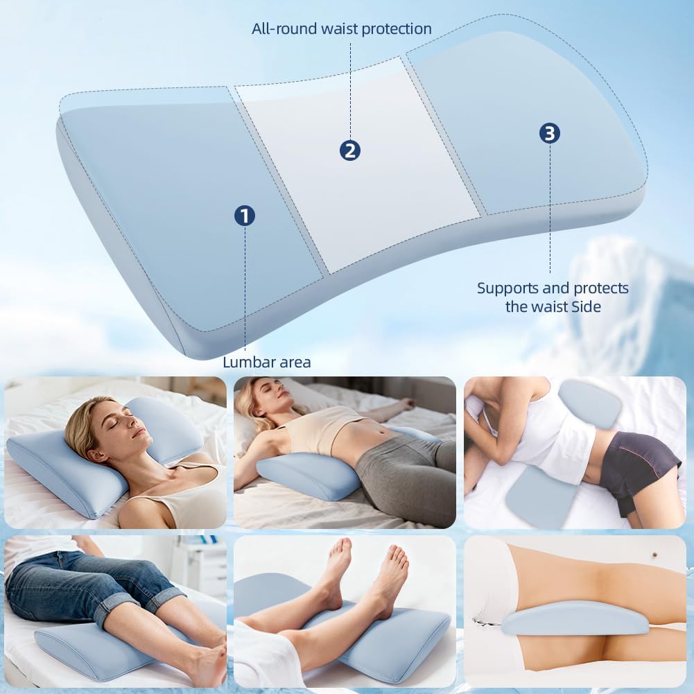 HOTUT Lendenwirbelstützkissen, orthopädisches Memory-Schaum-Lendenkissen, Lendenkissen zum Schlafen für Bett, Sofa, Stuhl, Auto und Bürostuhl (Hellblau) – Bild 6