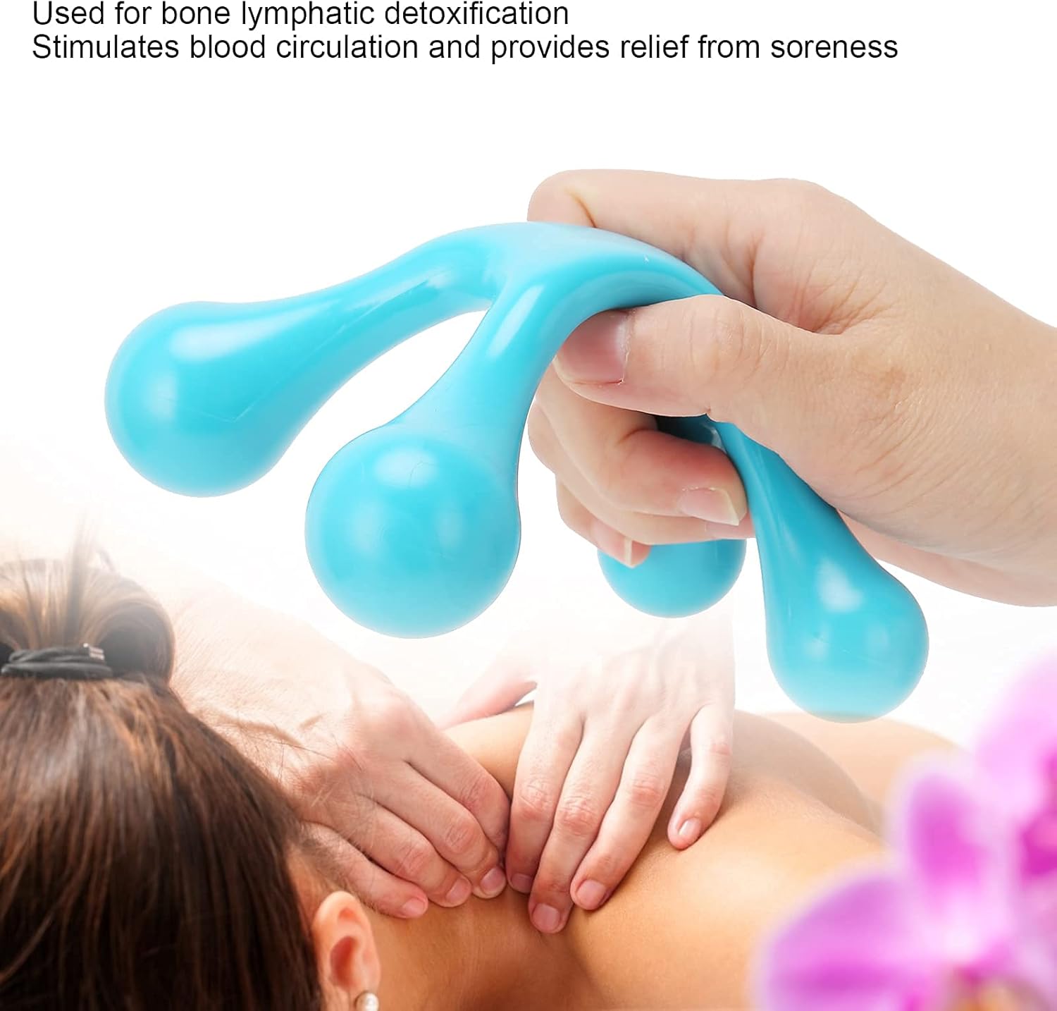 Manuelles 4-Punkt-Massagegerät, Triggerpunktmassage, handgehaltenes Selbstmassagegerät, Entspannung des ganzen Körpers, Massagezubehör für Rücken, Nacken, Schultern und Füße, Kunststoff, Blau – Bild 2