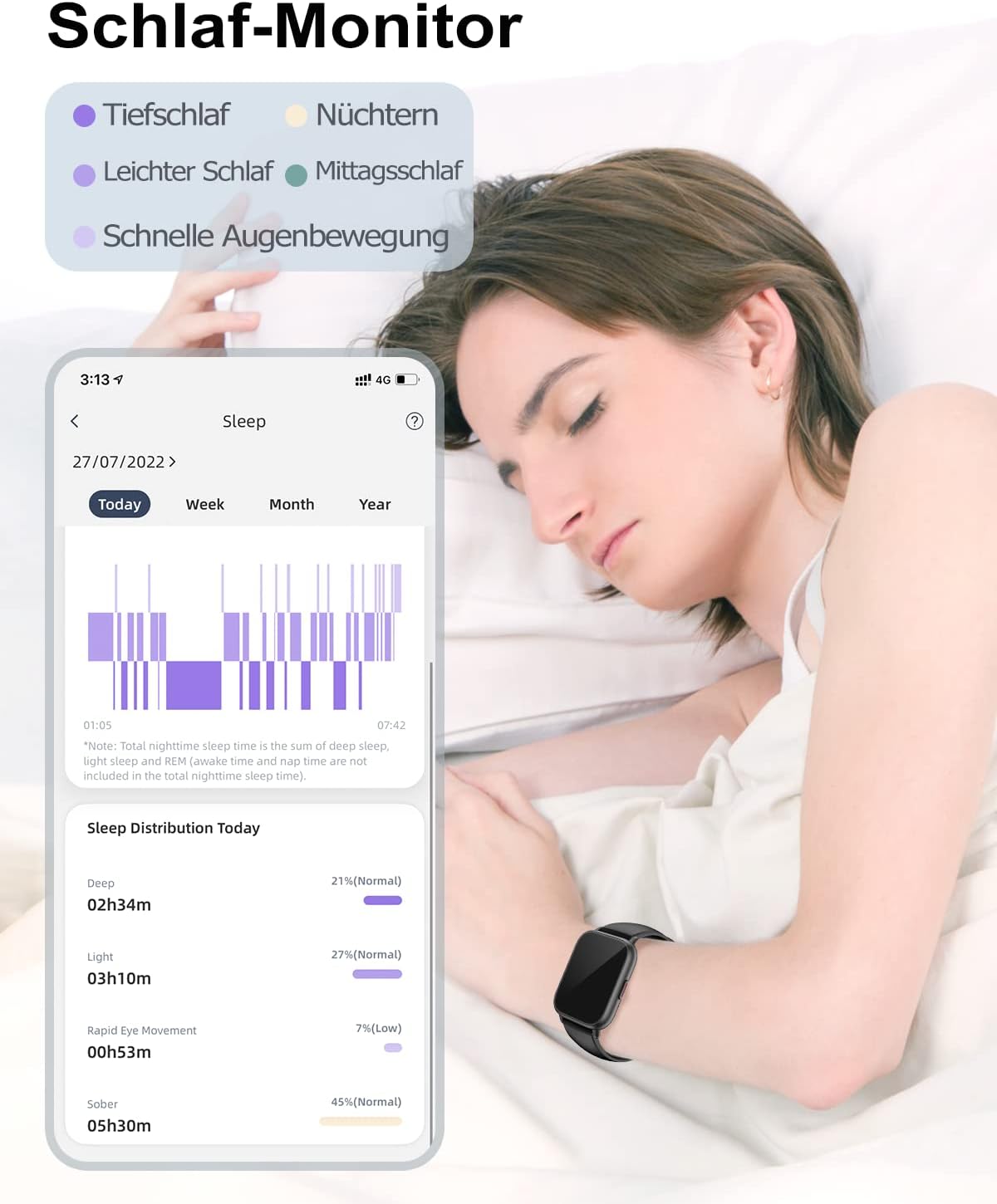 RUIMEN Smartwatch mit Telefonfunktion, Smartwatch für Damen und Herren, 1,85 Zoll HD-Bildschirm, Fitnessuhr mit SpO2-Überwachung, Herzfrequenzmesser, Schlafmonitor, Schrittzähleruhr, 110+ Trainingsmodi für Android iOS (2 Bänder) – Bild 8