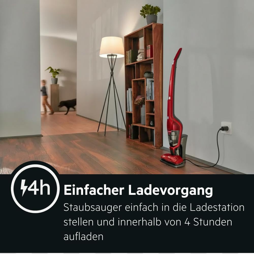 AEG Ergorapido CX7-2-45AN 2in1 Akku-Staubsauger (beutellos, inklusive Tierhaardüse, bis zu 45 Min. Laufzeit, freistehend, 180° Drehgelenk, Bürstenreinigungsfunktion, LED-Frontlichter, rot) – Bild 8