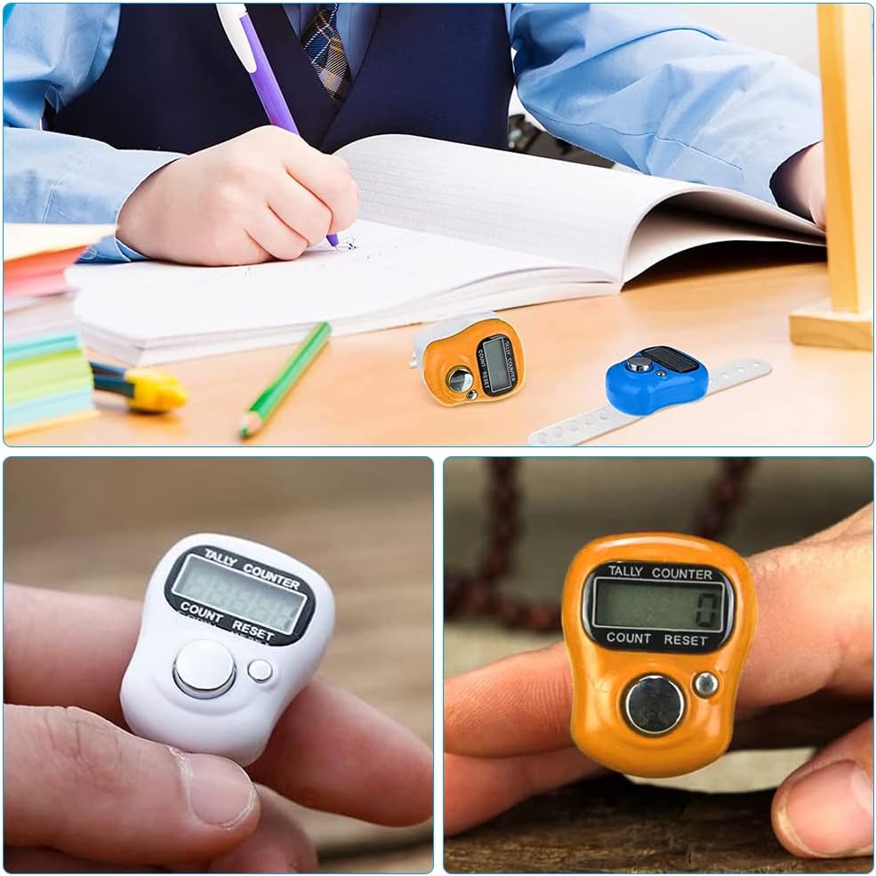 Foreverup Elektronischer Fingerzähler, 4 Stück, Mini-Handzähler, Reihenzähler, Stricken, digitaler Fingerzähler, Clicker, Reihenzähler mit rücksetzbar für Sport, Golf, Stricken, Weben – Bild 2