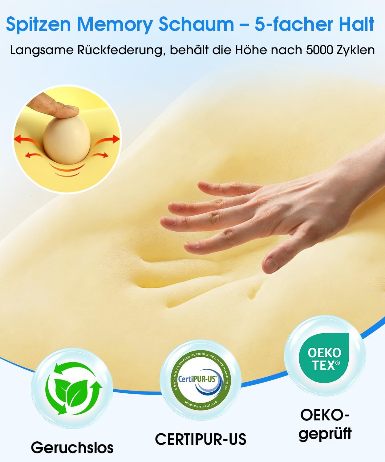 EASICUTI Nackenkissen, ergonomisches Kissen mit 2 kühlenden, waschbaren Bezügen, Memory-Schaum-Nackenstützkissen, Schmetterlingskissen für Seiten-, Rücken- und Bauchschläfer, 2 Höhenstufen – Bild 6