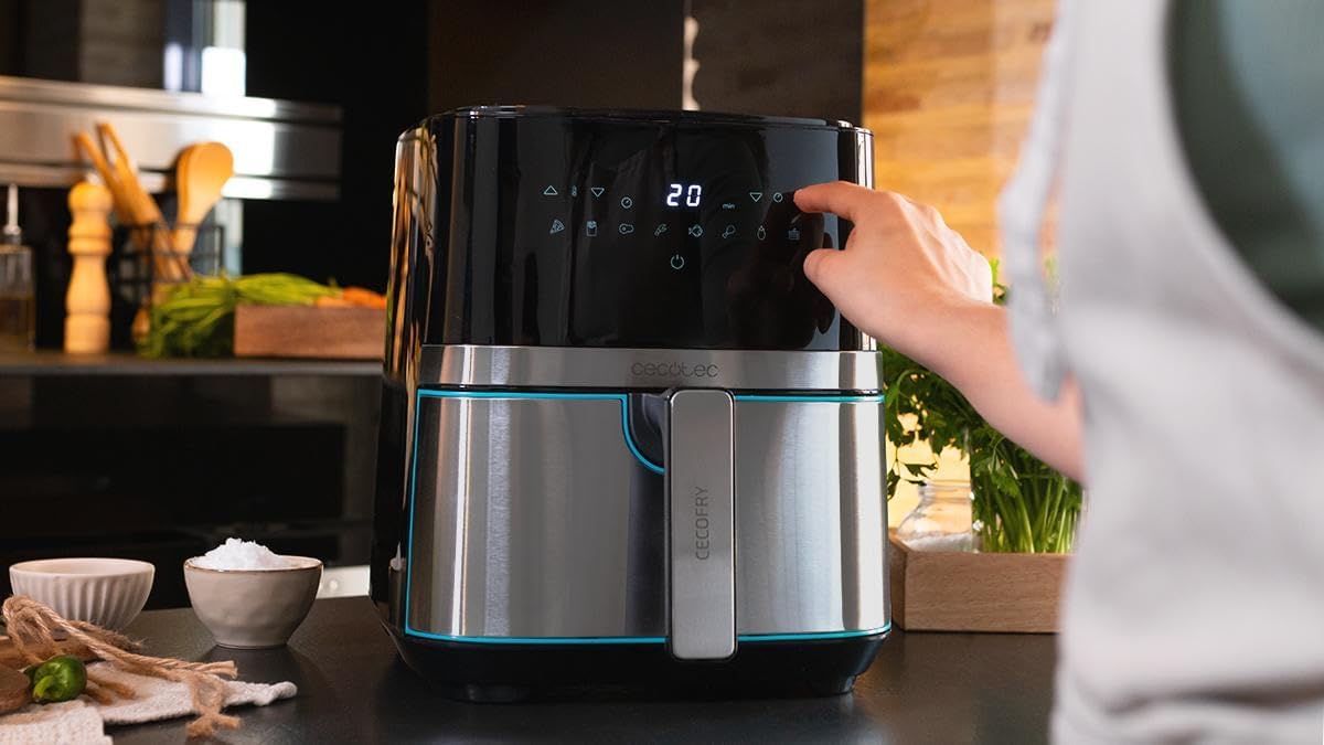 Cecotec Heißluftfritteuse 5,5 l Cecofry Full InoxBlack Pro 5500. 1700 W, ölfreie Fritteuse, Diät und Digital, Touchpad, Edelstahl-Finish, PerfectCook-Technologie, Thermostat, 8 Modi – Bild 10