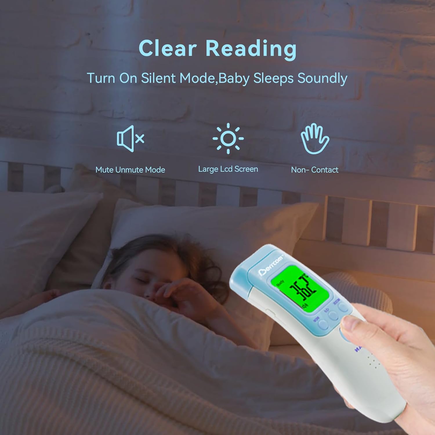 Berrcom Fieberthermometer, kontaktloses Stirnthermometer für Babys, digitales Infrarot-Medizinthermometer mit Fieberalarm – Bild 7