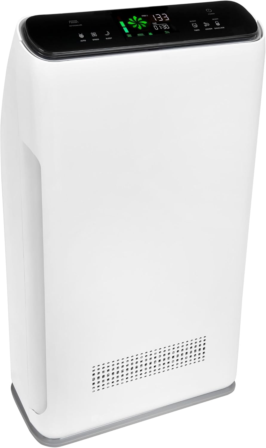 Luftreiniger mit HEPA 13 Filter, 7-fach Filterung gegen Zigarettenrauch & Feinstaub, Ionisator, UV, Fernbedienung, bis 40 m², LR 67014 we